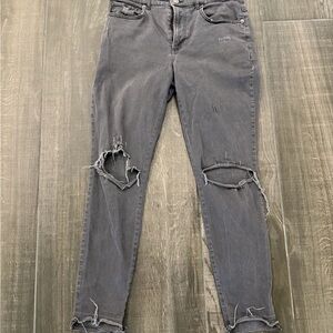 Express Gray Distressed Skinny Jeans